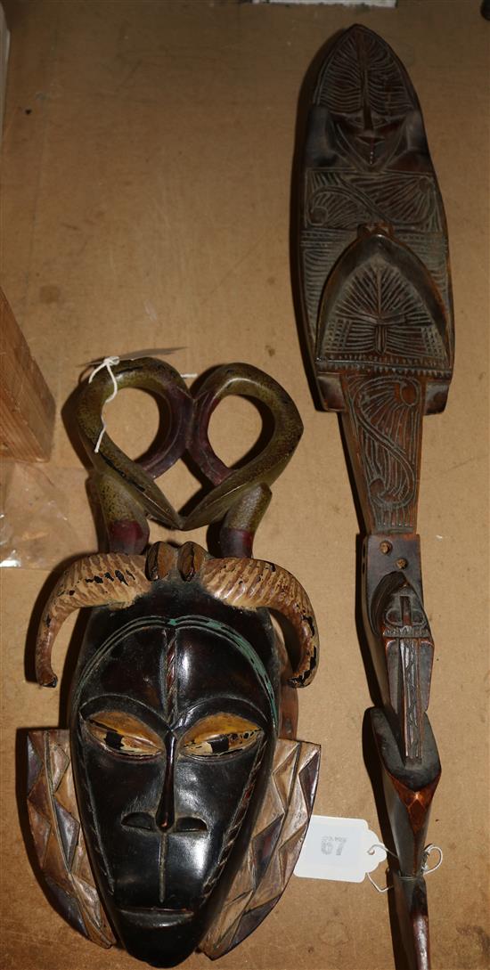 2 carved tribal items